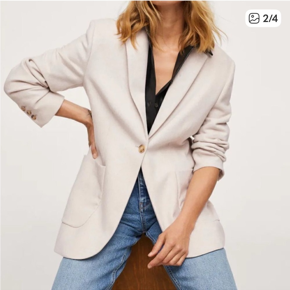 Mango Wool Blend Jacket Blazer Pockets New - Picture 2 of 4